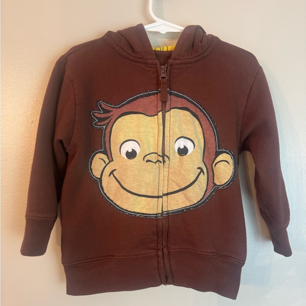 Vintage Curious George Kids Zip Up Hooded Sweatshirt 3T